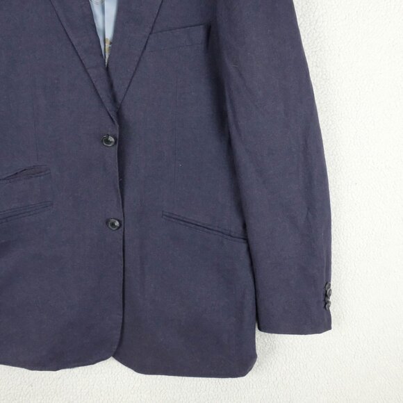 William Hunt Blazer Mens 44R Blue Linen Two Button Vented Casual Lightweight - Picture 3 of 13